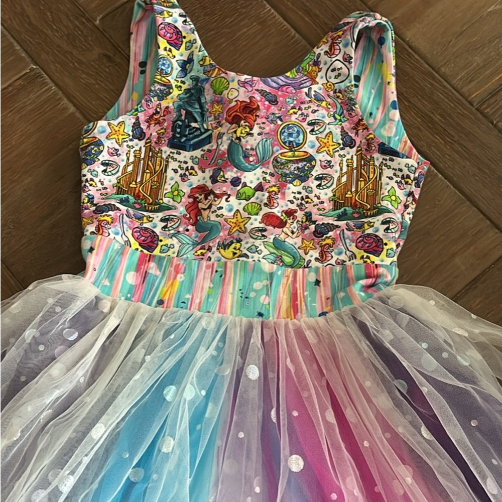 Custom made Disney tutu dress: Colorful Mermaid Print Dress